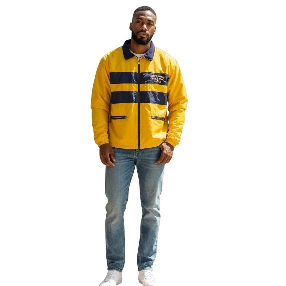 TYBEE Island Georgia Reversible Men's Jacket Size XL Yellow / Blue Cape Cod